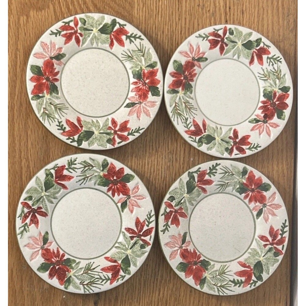 Yankee Candle Small Plates Poinsettia Holiday Set Of 4 Candle Accessories - Picture 4 of 4